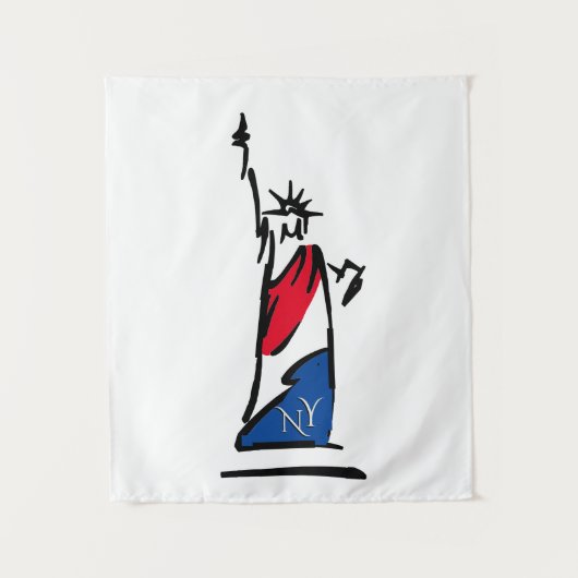Beeld van vrijheid NY Rood Wit en Blauw Wandkleed (Voorkant)