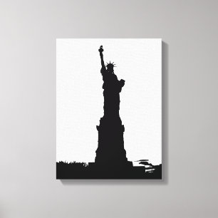 Beeld van vrijheid Silhouet Wrapped Canvas Afdruk