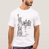 Beeld Van Vrijheid Snelle Inkt Schets T-shirt (Voorkant)