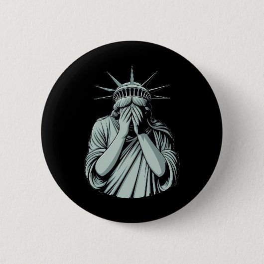 Beeld Van Vrijheid Treurig Amerika Ronde Button 5,7 Cm (Voorkant)