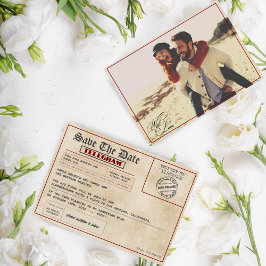 Beeldbaar foto Landelijke ouderwetse trouwdag Save The Date