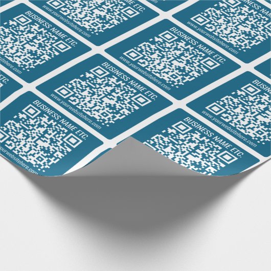 Beeldbaar Ocean Blauw QR-code Cadeaupapier (Hoek)
