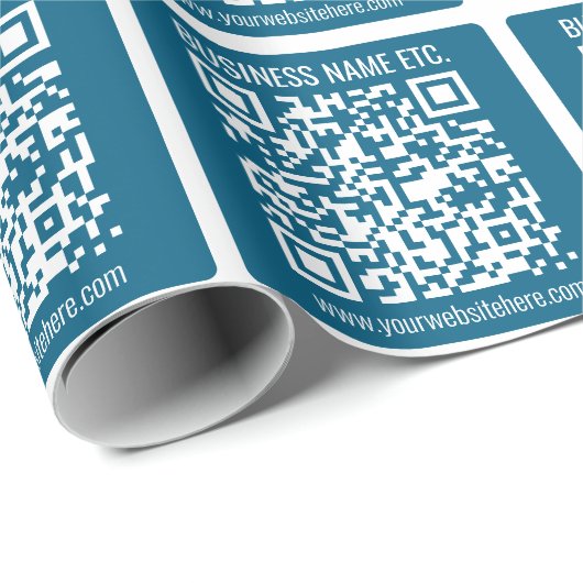 Beeldbaar Ocean Blauw QR-code Cadeaupapier (Rol Hoek)