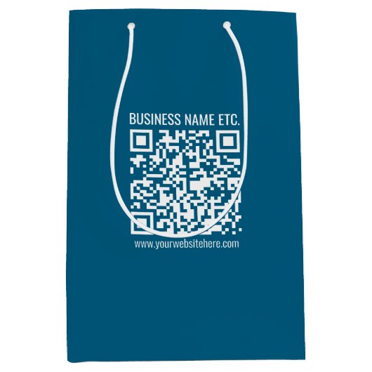 Beeldbaar Oceanblauwe QR-code Medium Cadeauzakje (Voorkant)
