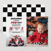Beeldbaar Twee Snel Racerende Auto Foto Verjaardag Kaart (Voorkant / Achterkant)