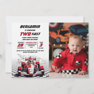 Beeldbaar Twee Snel Racerende Auto Foto Verjaardag Kaart