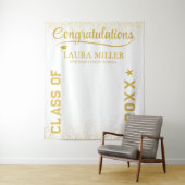 Beeldbaar wit & gouden afstudeerfoto-achtergrond wandkleed (In situ)