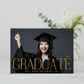 beeldbare diploma foto folie uitnodiging (Staand Voorkant)