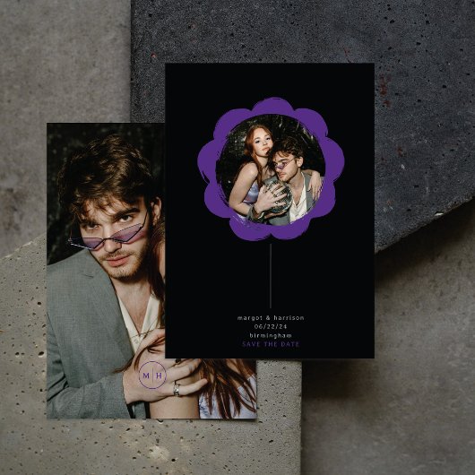 beeldbewerkbare kleur retro geschilderde bloem kad save the date