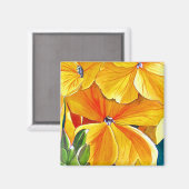 Beeldbloem oorspronkelijke waterverf bloemkunst magneet (Voorkant / Achterkant)