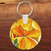 Beeldbloem oorspronkelijke waterverf bloemkunst sleutelhanger (Voorkant)