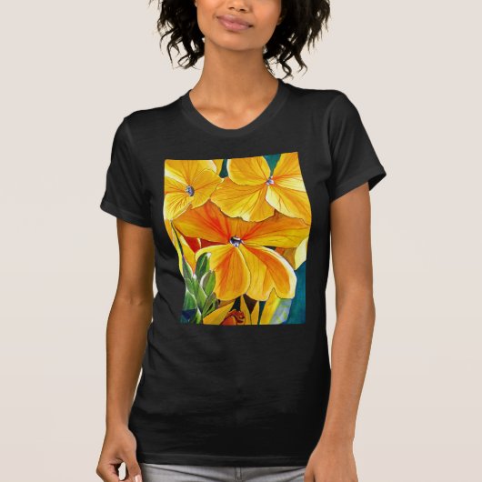 Beeldbloem oorspronkelijke waterverf bloemkunst t-shirt (Voorkant)