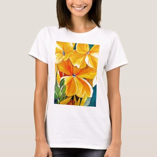 Beeldbloem oorspronkelijke waterverf bloemkunst t-shirt (Voorkant)