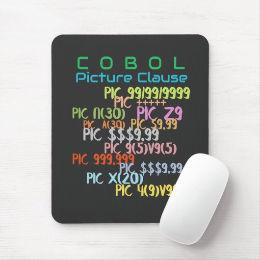 Beeldclausule in Cobol-programmering Muismat (Met muis)