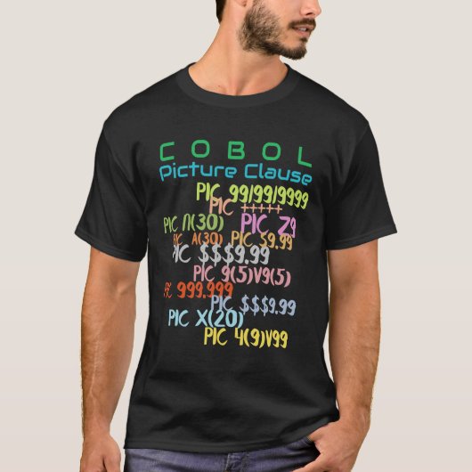 Beeldclausule in Cobol-programmering T-shirt (Voorkant)