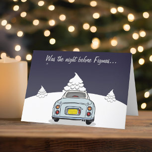 Beelden Bord Aqua Blue Figaro Kerstmis Feestdagen Kaart