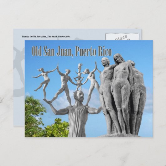 Beelden in het Oude San Juan, San Juan, Puerto Ric Briefkaart (Voorkant / Achterkant)