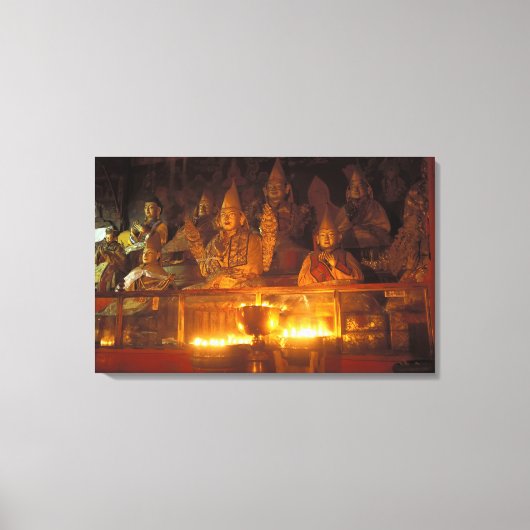 Beelden van Lamas in het Sara-klooster, Lhasa, Canvas Afdruk (Voorkant)