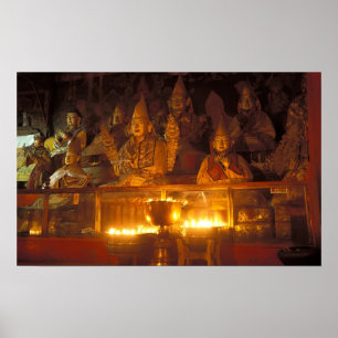 Beelden van Lamas in het Sara-klooster, Lhasa, Poster
