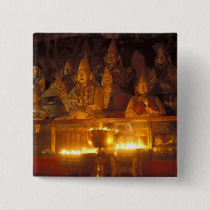 Beelden van Lamas in het Sara-klooster, Lhasa, Vierkante Button 5,1 Cm