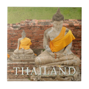 Beelden van zittende Boeddha's Ayutthaya, Thaila Tegeltje