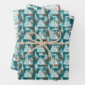 Beeldend patroon met gevlekte kerstmaten inpakpapier vel (In situ)