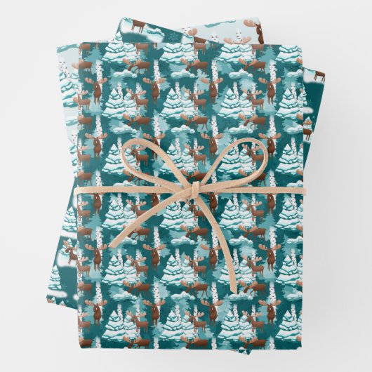 Beeldend patroon met gevlekte kerstmaten inpakpapier vel (In situ)