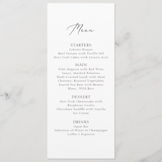 , beeldende kunst geïnspireerde bruiloft menu (Voorkant)