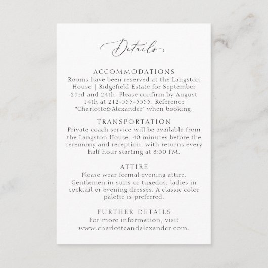 , beeldende kunst geïnspireerde huwelijksdetails informatiekaartje (Voorkant)