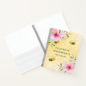 Beeldgele honingraatroze floralen notitieboek (Binnen)