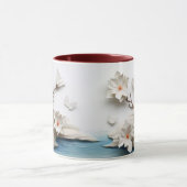 Beeldhouwde Bloemen & Vlinder Serenity Keramiek Mok (Midden)