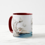 Beeldhouwde Bloemen & Vlinder Serenity Keramiek Mok (Voorkant links)