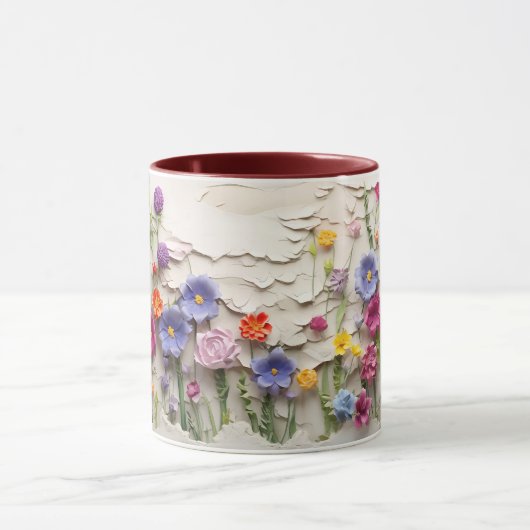 Beeldhouwde Bloementuin Keramische Koffie Mok ☕ (Midden)