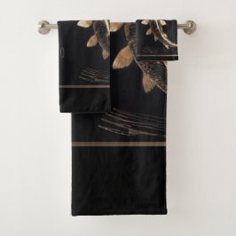 Beeldhouwde koperen metalen koi werveling bad handdoek