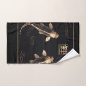 Beeldhouwde koperen metalen koi werveling bad handdoek (Handdoek)