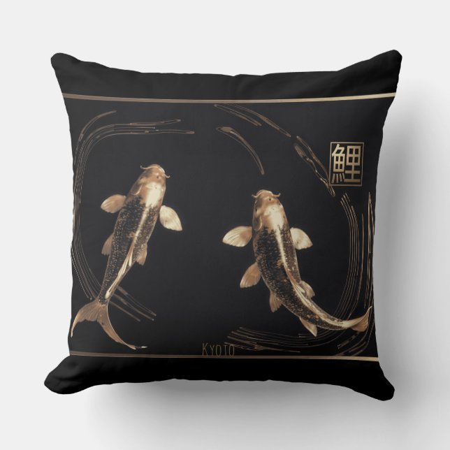 Beeldhouwde koperen metalen koi werveling kussen (Voorkant)