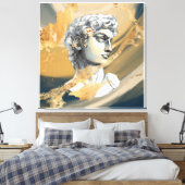 beeldhouwkunst marinegoud marmer canvas afdruk (Insitu (Slaapkamer))