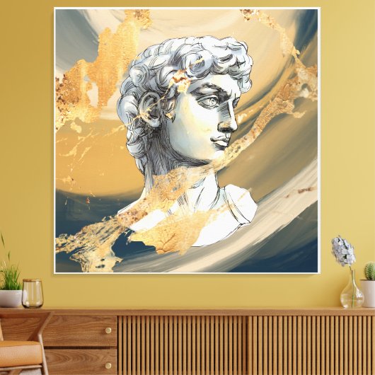 beeldhouwkunst marinegoud marmer canvas afdruk (Insitu (Woonkamer))