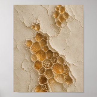 Beeldhouwkunstige honingraat kunst amber muurposte poster