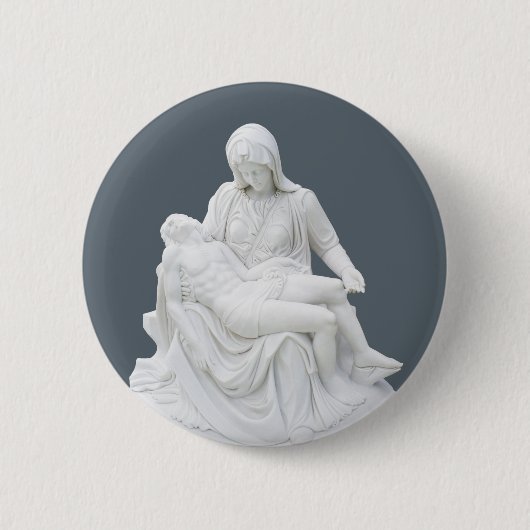 Beeldhouwwerk Pieta Ronde Button 5,7 Cm (Voorkant)