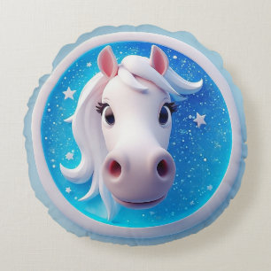 Beeldige Cartoon Paardenportret Met Sterren Rond Kussen