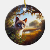 Beeldige Siamese Kat Aandenken Keramisch Ornament (Voorkant)