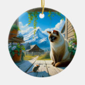 Beeldige Siamese Kat Aandenken Keramisch Ornament (Voorkant)