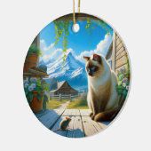 Beeldige Siamese Kat Aandenken Keramisch Ornament (Links)