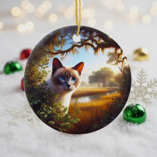 Beeldige Siamese Kat Aandenken Keramisch Ornament