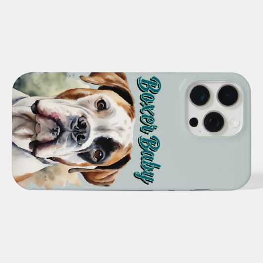 Beeldige Waterverf Boxer Hond Kunst iPhone Hoesje (Achterkant horizontaal)
