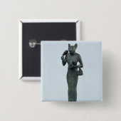 beeldje van de godin Bastet Vierkante Button 5,1 Cm (Voorkant /achterkant)