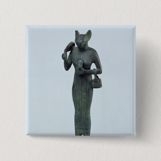 beeldje van de godin Bastet Vierkante Button 5,1 Cm (Voorkant)