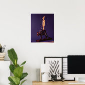 Beeldje van de koning op een luipaard poster (Thuiskantoor)