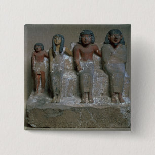 Beeldje van een familiegroep (pigment op krijt) vierkante button 5,1 cm